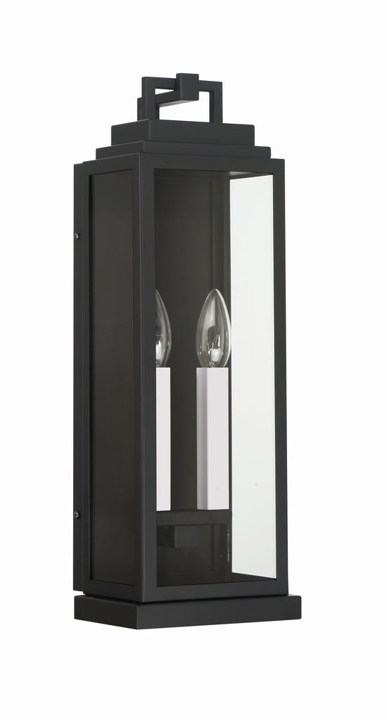 Aspen 2 Light Matte Black Outdoor Sconce Crystorama