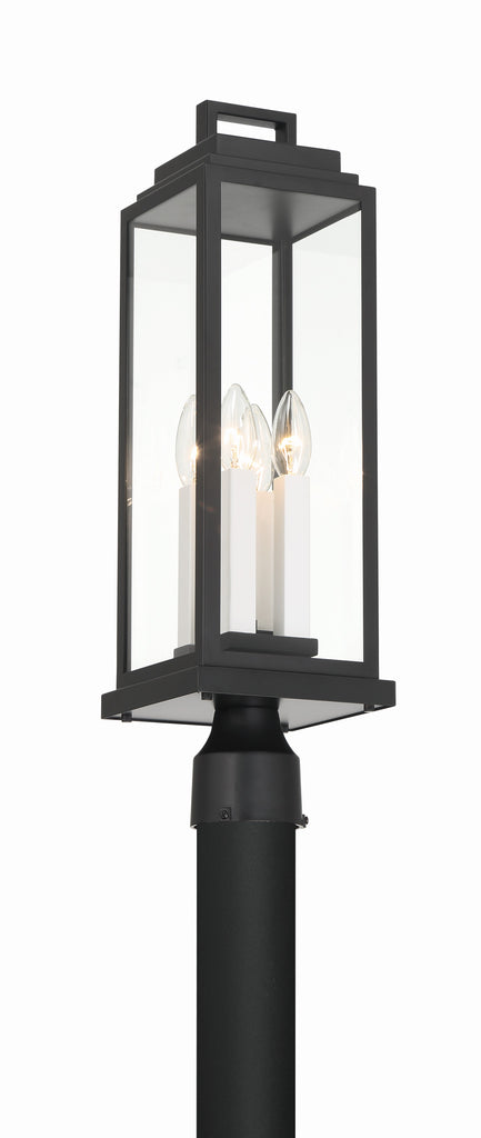 Aspen 4 Light Matte Black Outdoor Post Crystorama