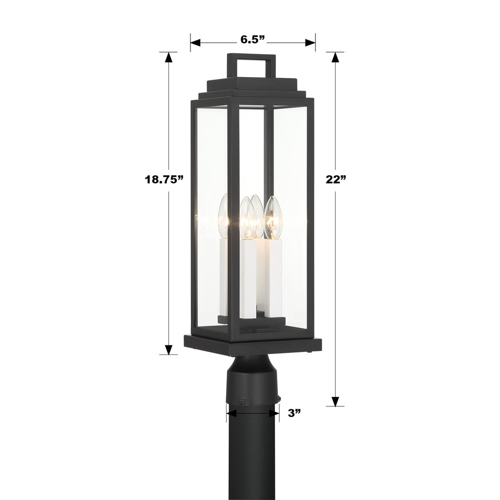 Aspen 4 Light Matte Black Outdoor Post Crystorama