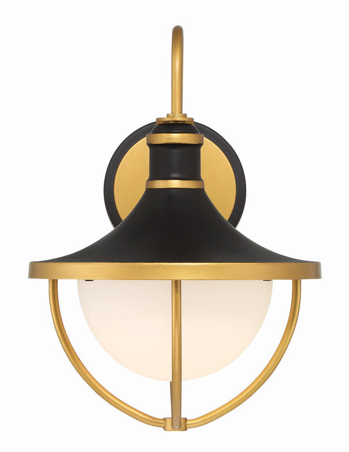 Atlas 1 Light Matte Black + Textured Gold Outdoor Sconce Crystorama