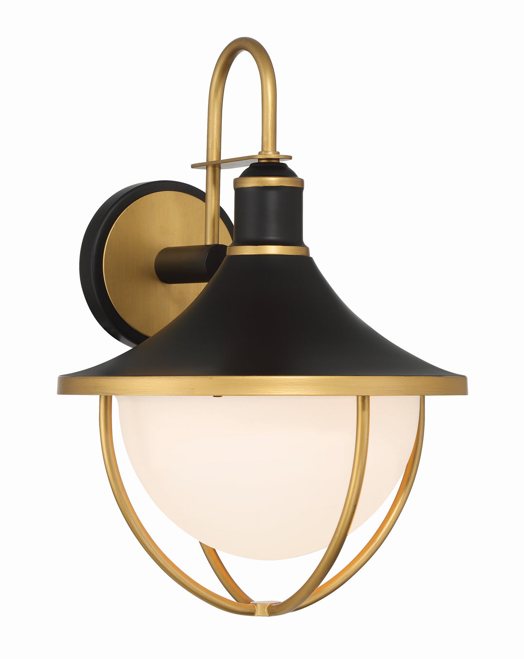 Atlas 1 Light Matte Black + Textured Gold Outdoor Sconce Crystorama