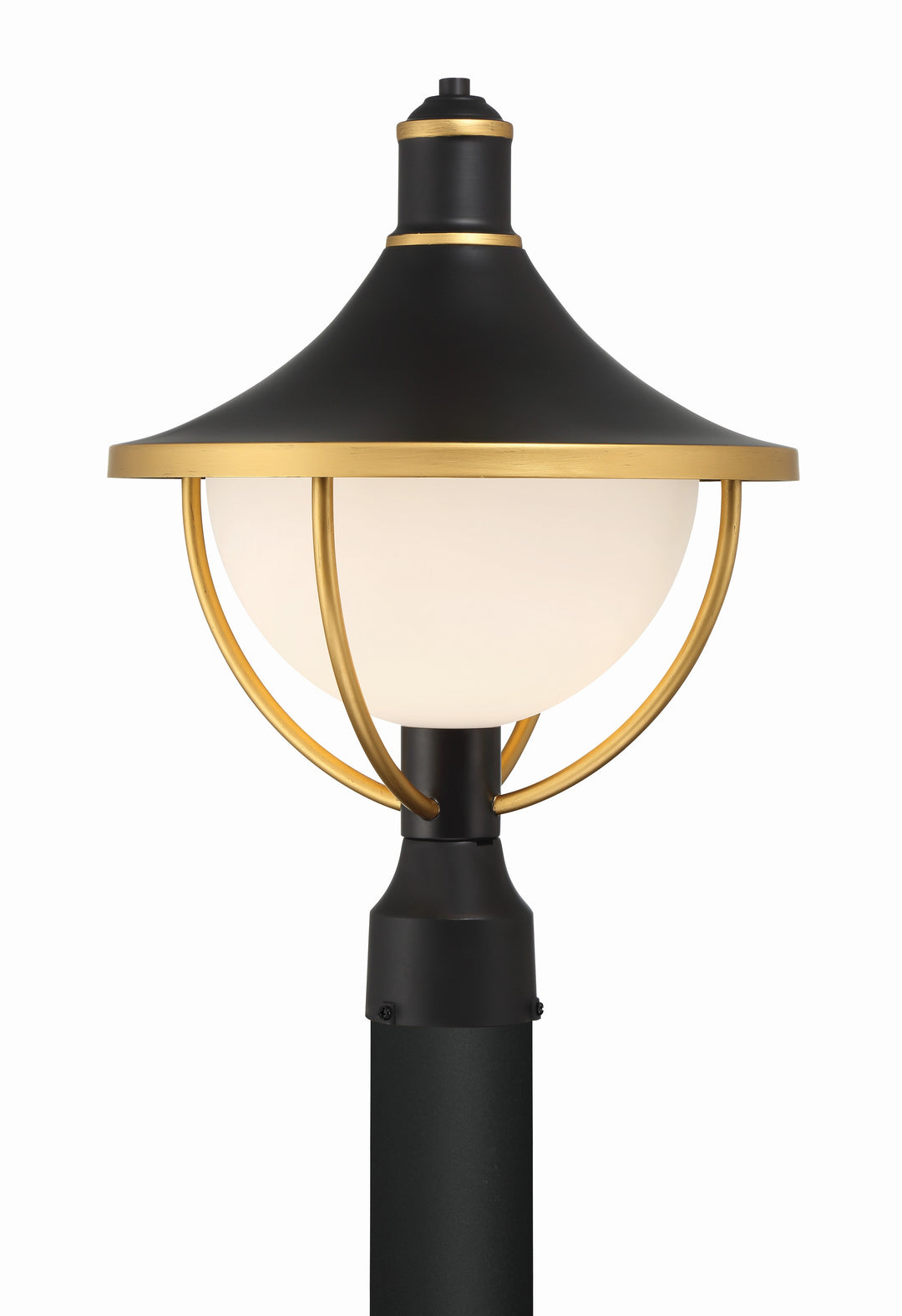 Atlas 1 Light Matte Black + Textured Gold Outdoor Post Crystorama