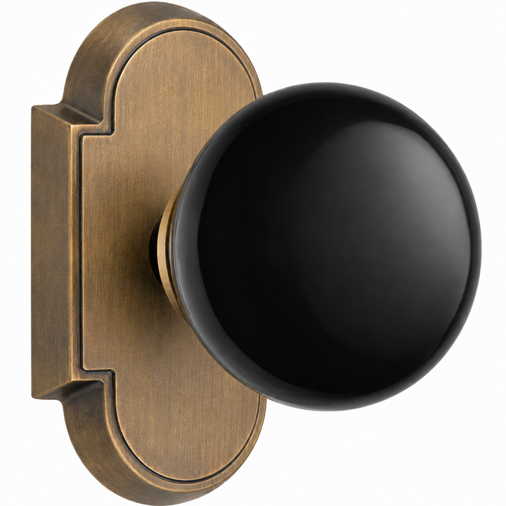 Magnifique® Arched Door Set with Black Porcelain Knobs (Several Finishes Available)