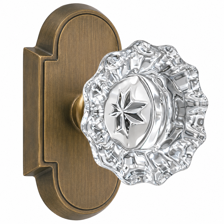 Magnifique® Arched Door Set with Crystal Fluted Knobs (Several Finishes Available)