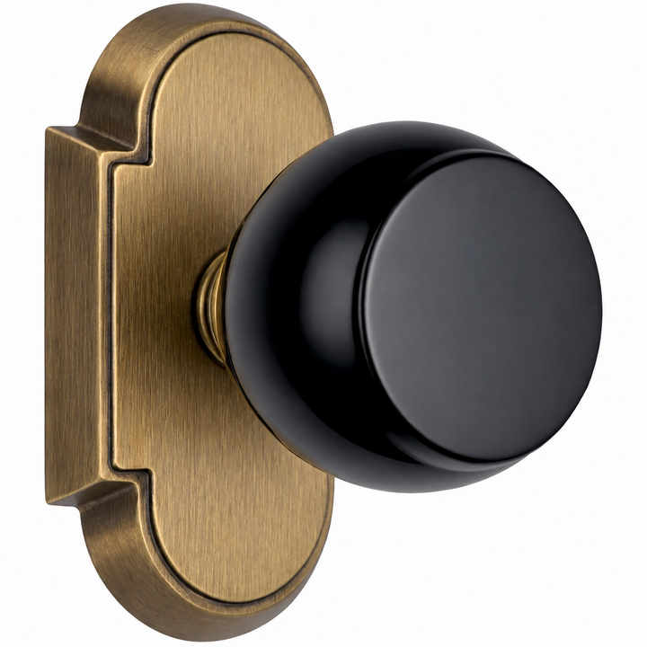 Magnifique® Arched Door Set with Black Obsidian Knobs (Several Finishes Available)