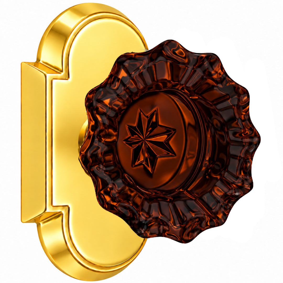 Magnifique® Arched Door Set with Amber Glass Fluted Knobs (Several Finishes Available)
