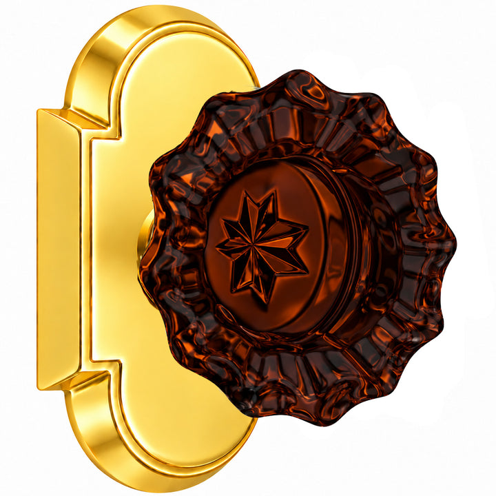 Magnifique® Arched Door Set with Amber Glass Fluted Knobs (Several Finishes Available)
