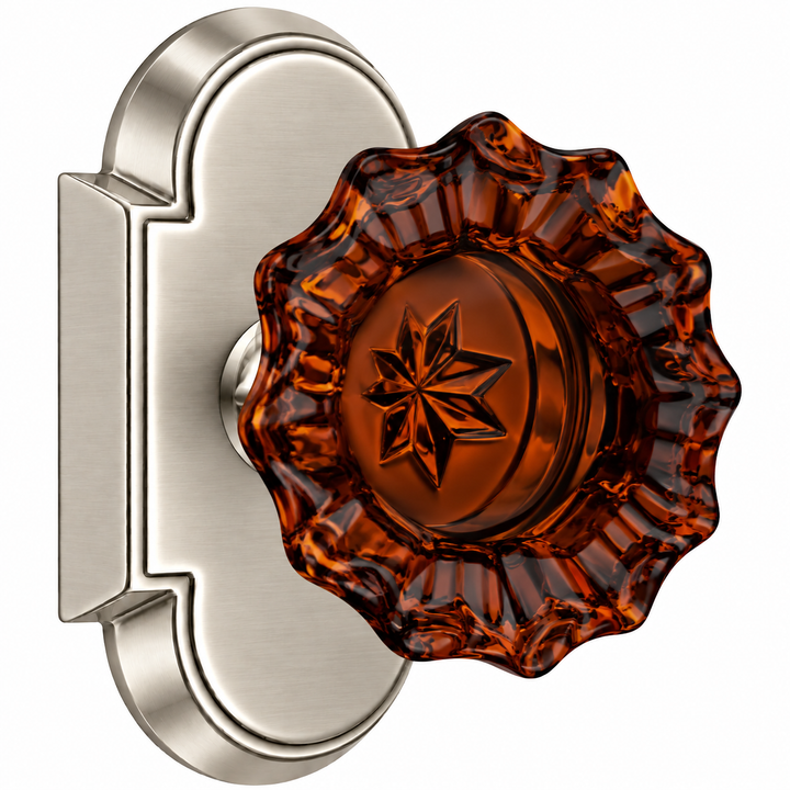 Magnifique® Arched Door Set with Amber Glass Fluted Knobs (Several Finishes Available)