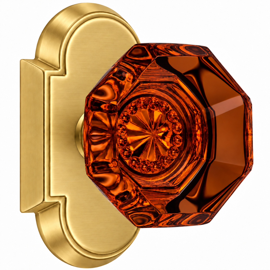 Magnifique® Arched Door Set with Amber Glass Knobs (Several Finishes Available)