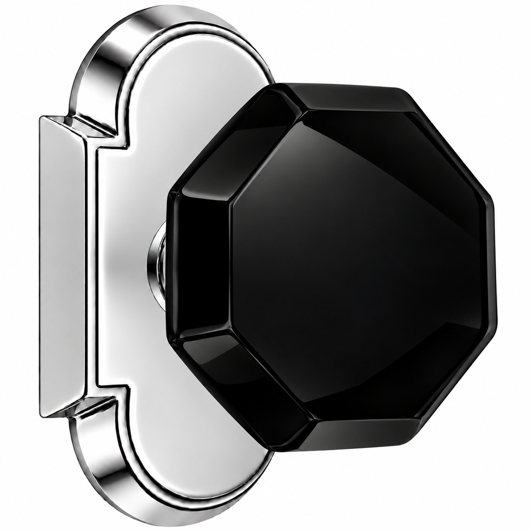 Magnifique® Arched Door Set with Black Glass Octagon Knobs (Several Finishes Available)