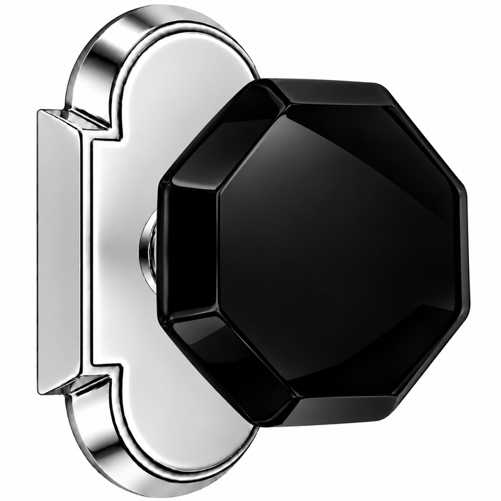 Magnifique® Arched Door Set with Black Glass Octagon Knobs (Several Finishes Available)