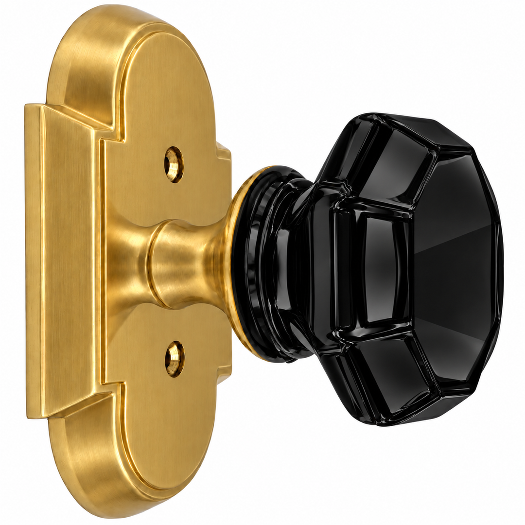 Magnifique® Arched Door Set with Black Glass Octagon Knobs (Several Finishes Available)