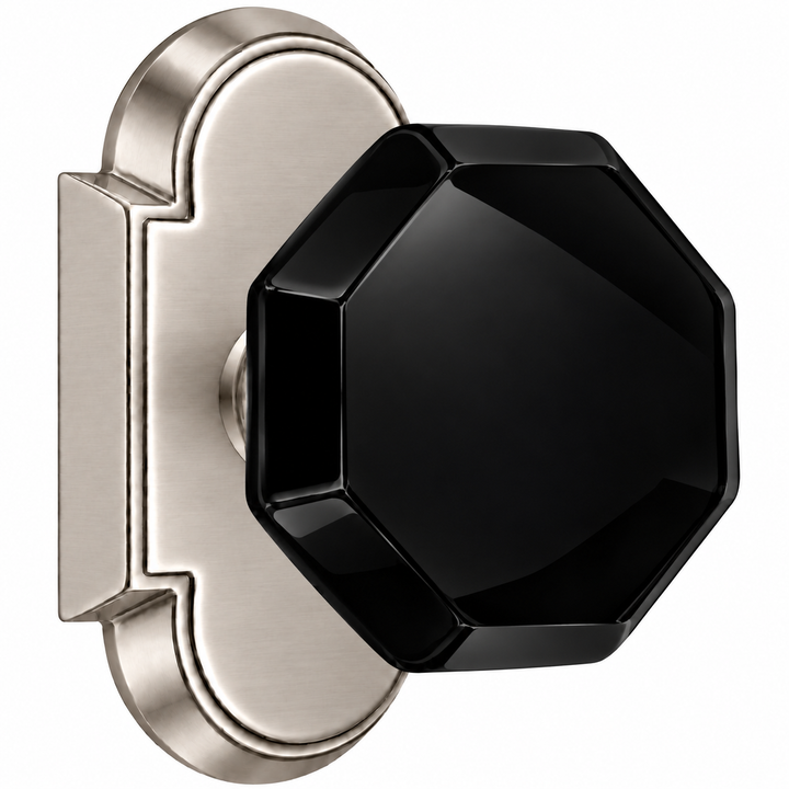 Magnifique® Arched Door Set with Black Glass Octagon Knobs (Several Finishes Available)
