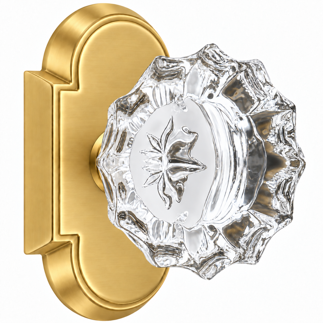 Magnifique® Arched Door Set with Crystal Fluted Knobs (Several Finishes Available)
