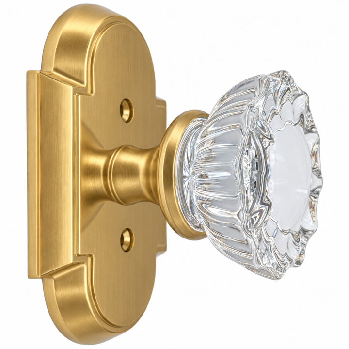 Magnifique® Arched Door Set with Crystal Fluted Knobs (Several Finishes Available)
