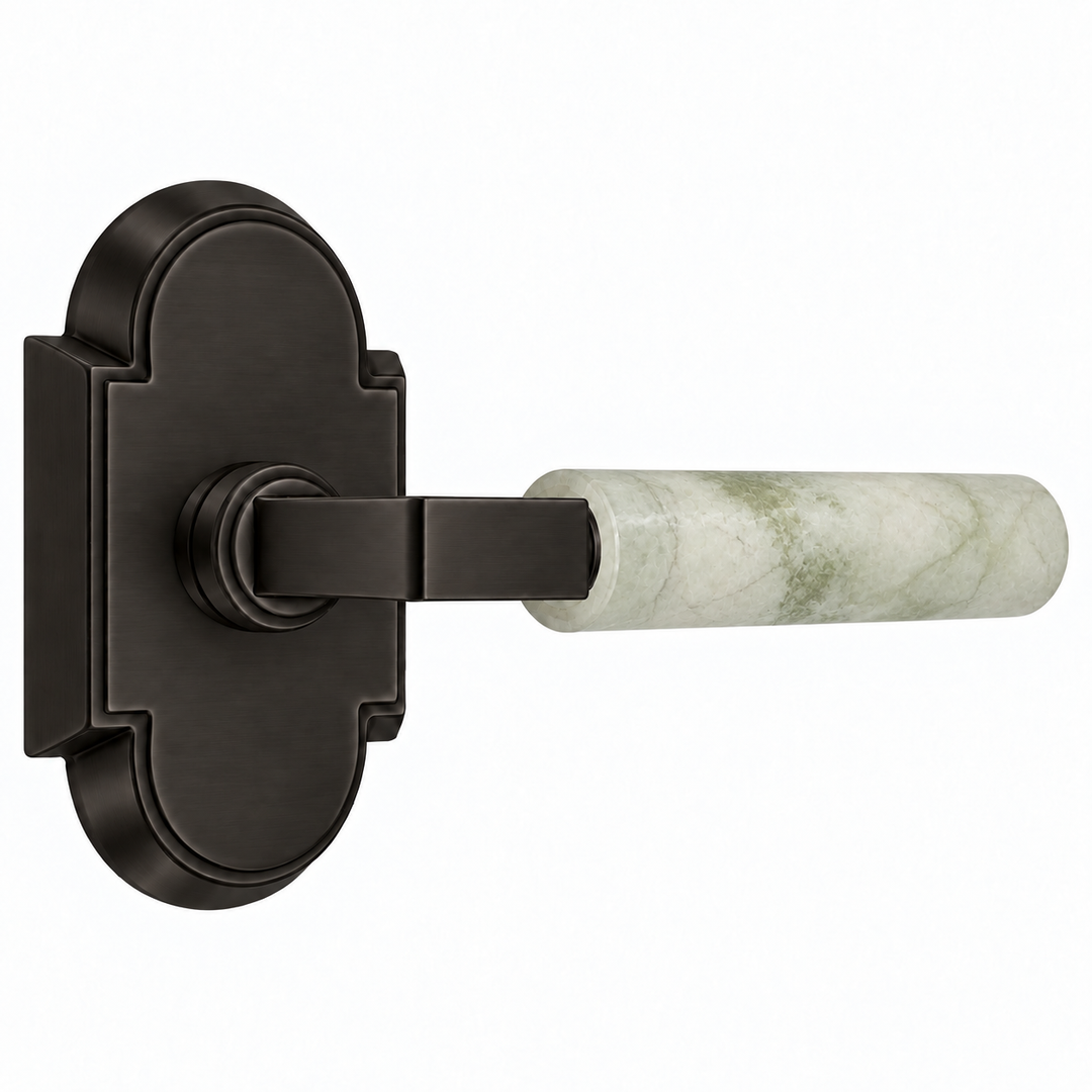 Magnifique® Arched Door Set with Modern Green Jade Lever (Several Finishes Available)