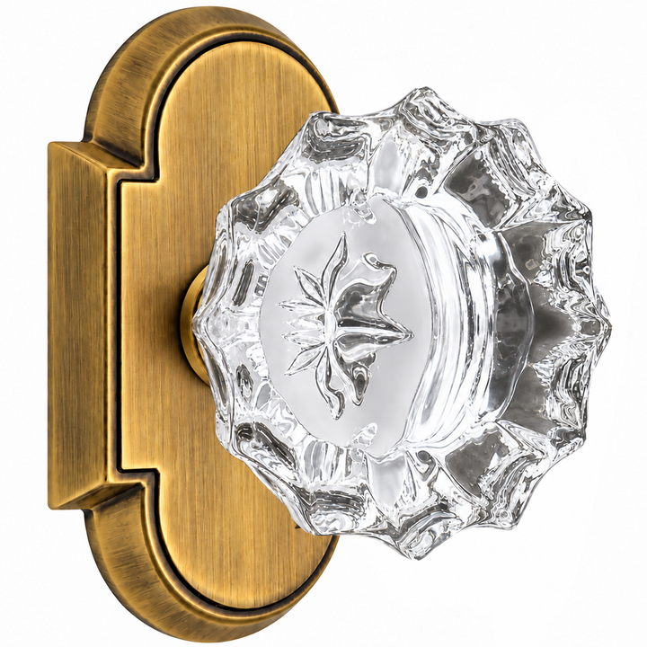 Magnifique® Arched Door Set with Crystal Fluted Knobs (Several Finishes Available)