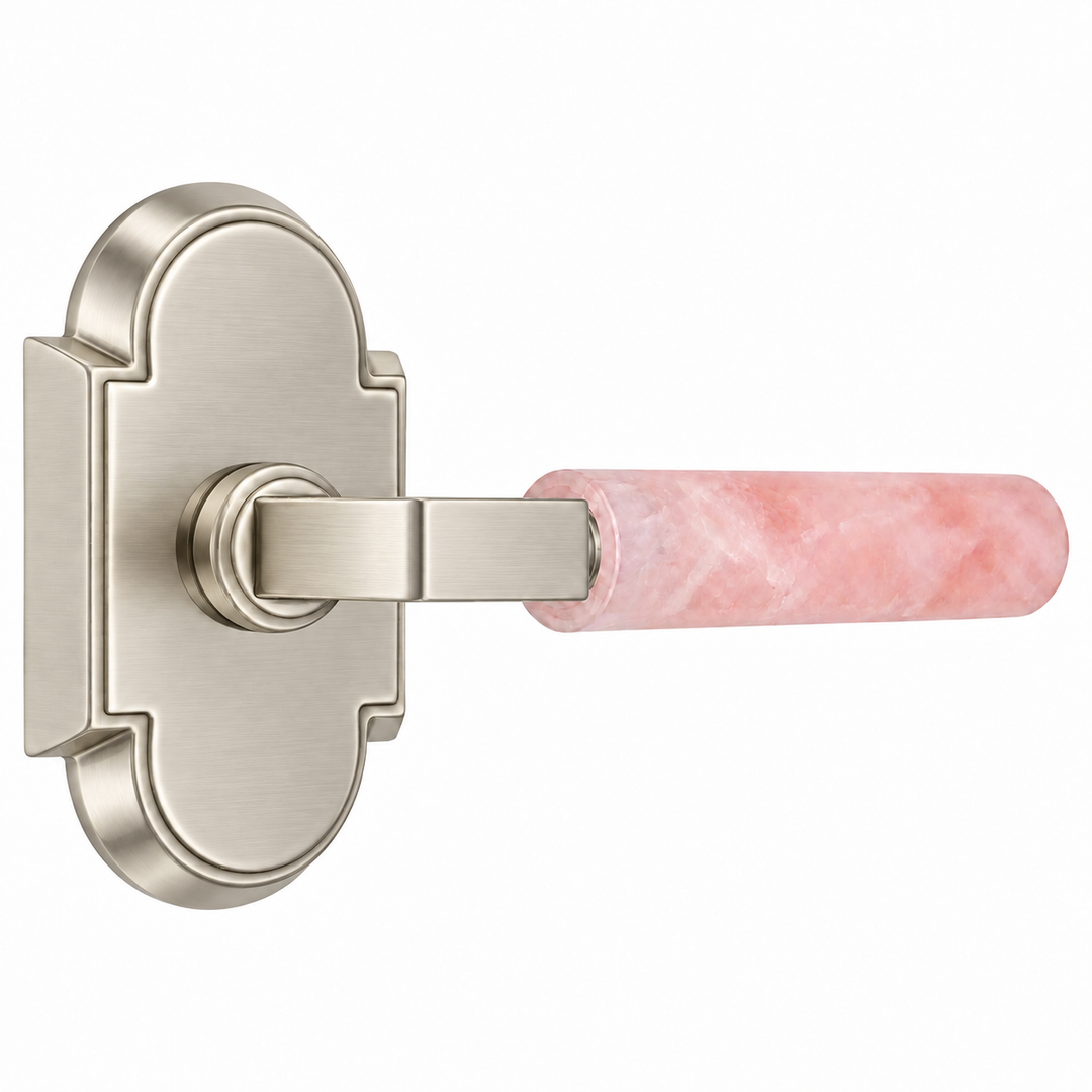 Magnifique® Arched Door Set with Modern Rose Quartz Lever (Several Finishes Available)