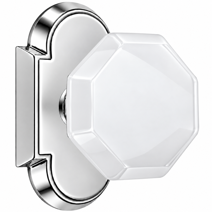 Magnifique® Arched Door Set with White Milk Glass Octagon Knobs (Several Finishes Available)
