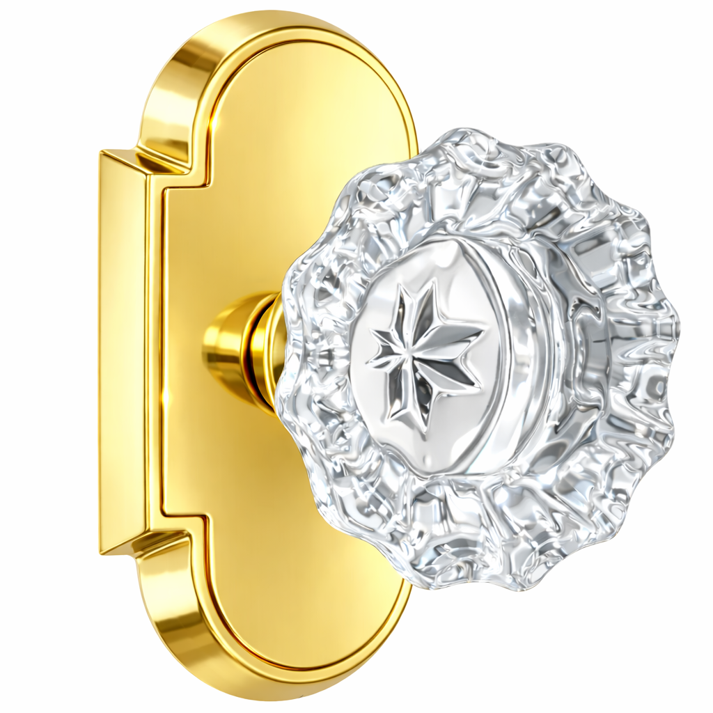 Magnifique® Arched Door Set with Crystal Fluted Knobs (Several Finishes Available)