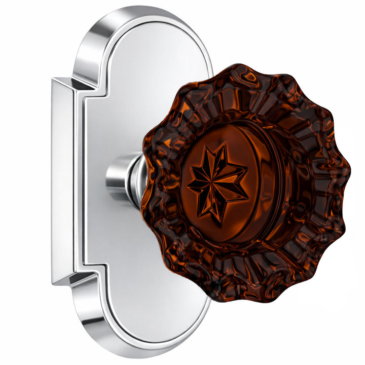 Magnifique® Arched Door Set with Amber Glass Fluted Knobs (Several Finishes Available)