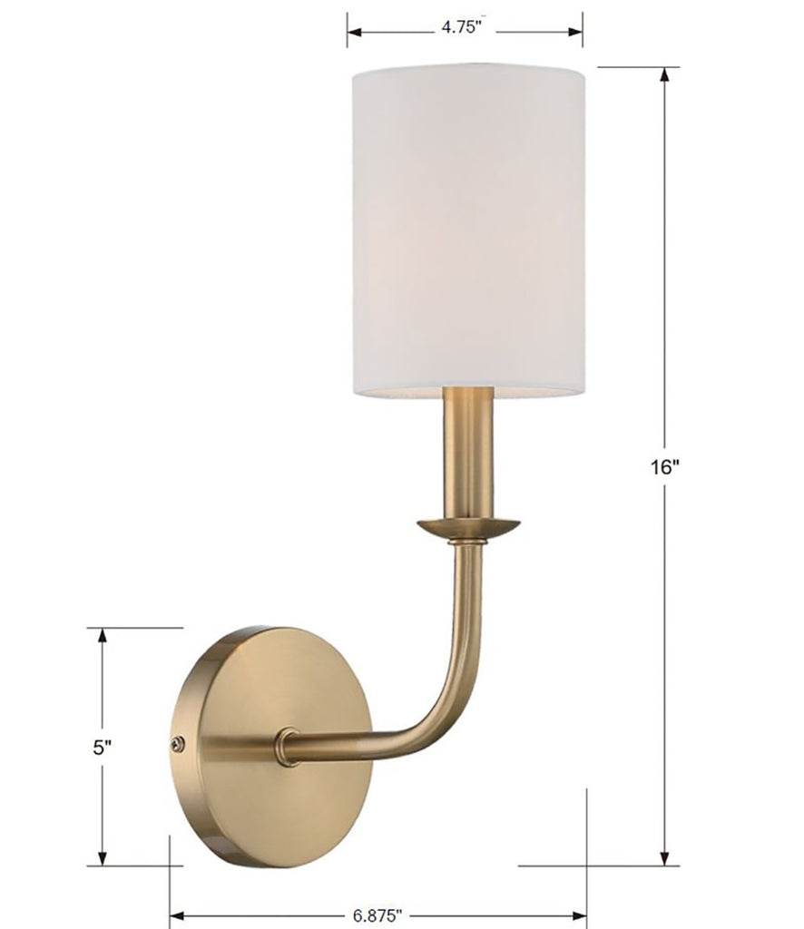 Crystorama Crystorama Bailey 1 Light Aged Brass Sconce