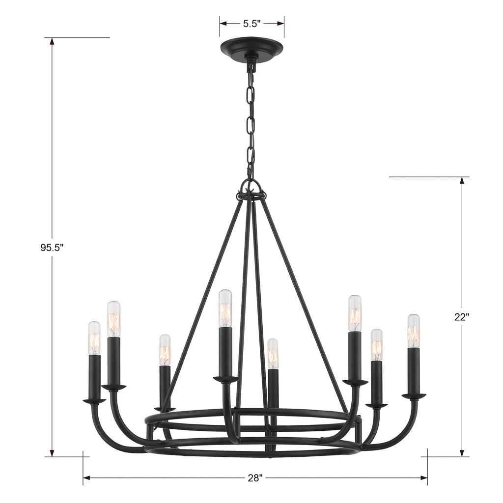 Crystorama Crystorama Bailey 8 Light Matte Black Chandelier