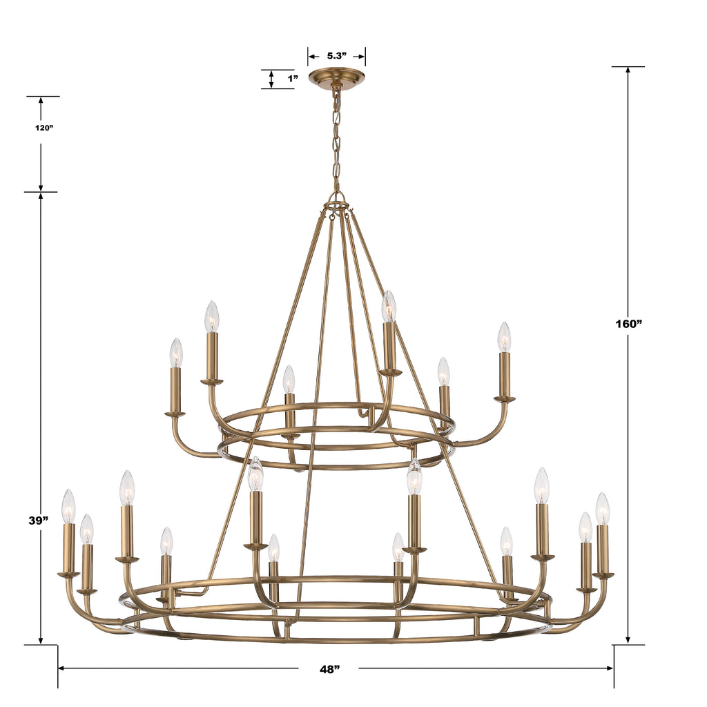 Crystorama Crystorama Bailey 18 Light Aged Brass Chandelier