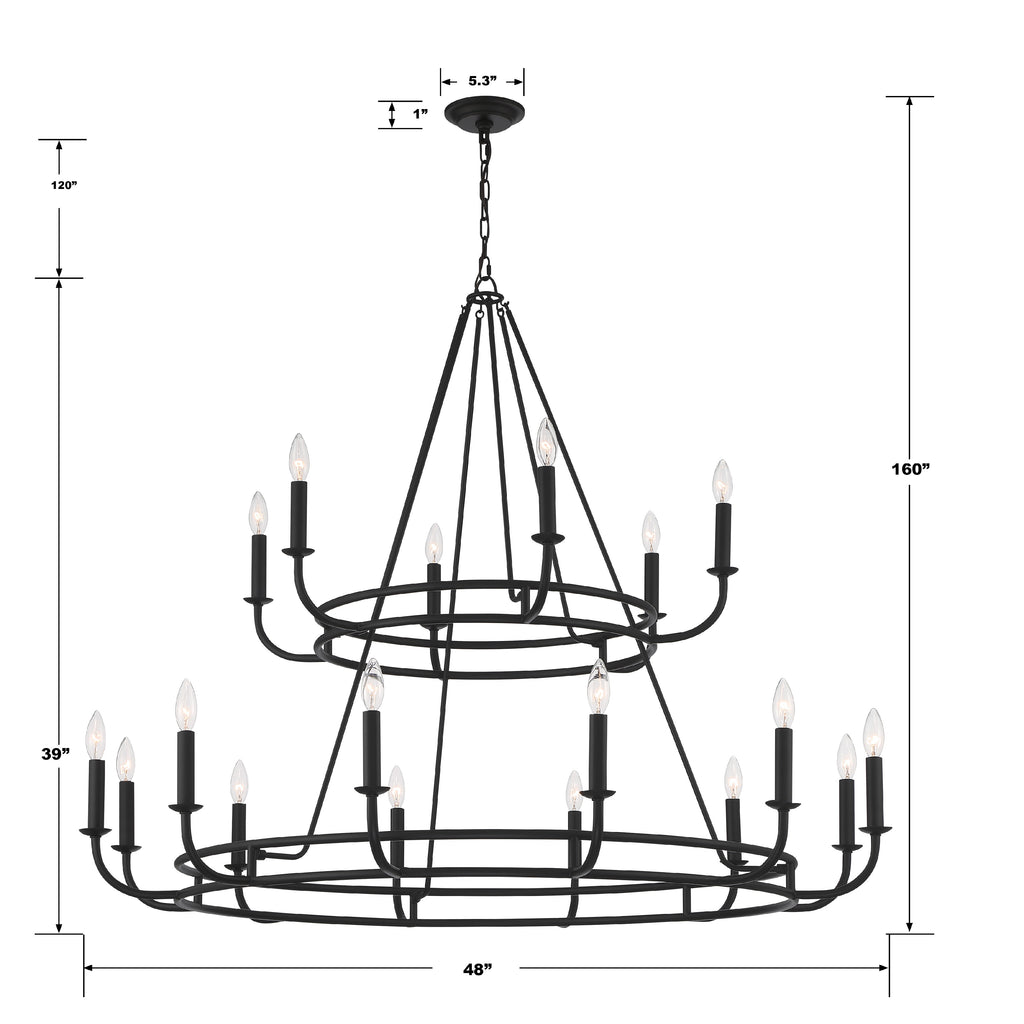 Crystorama Crystorama Bailey 18 Light Matte Black Chandelier