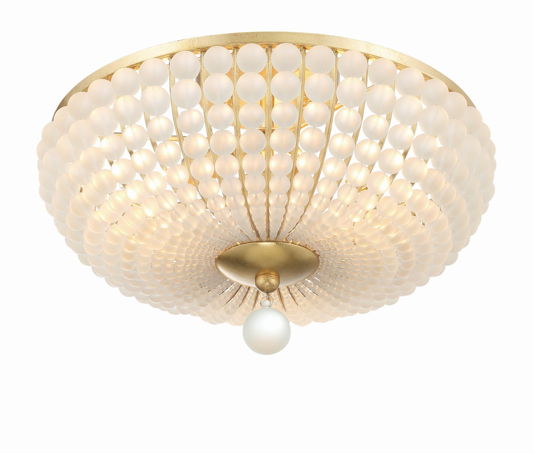 Bella 3 Light Antique Gold Semi Flush Mount Crystorama