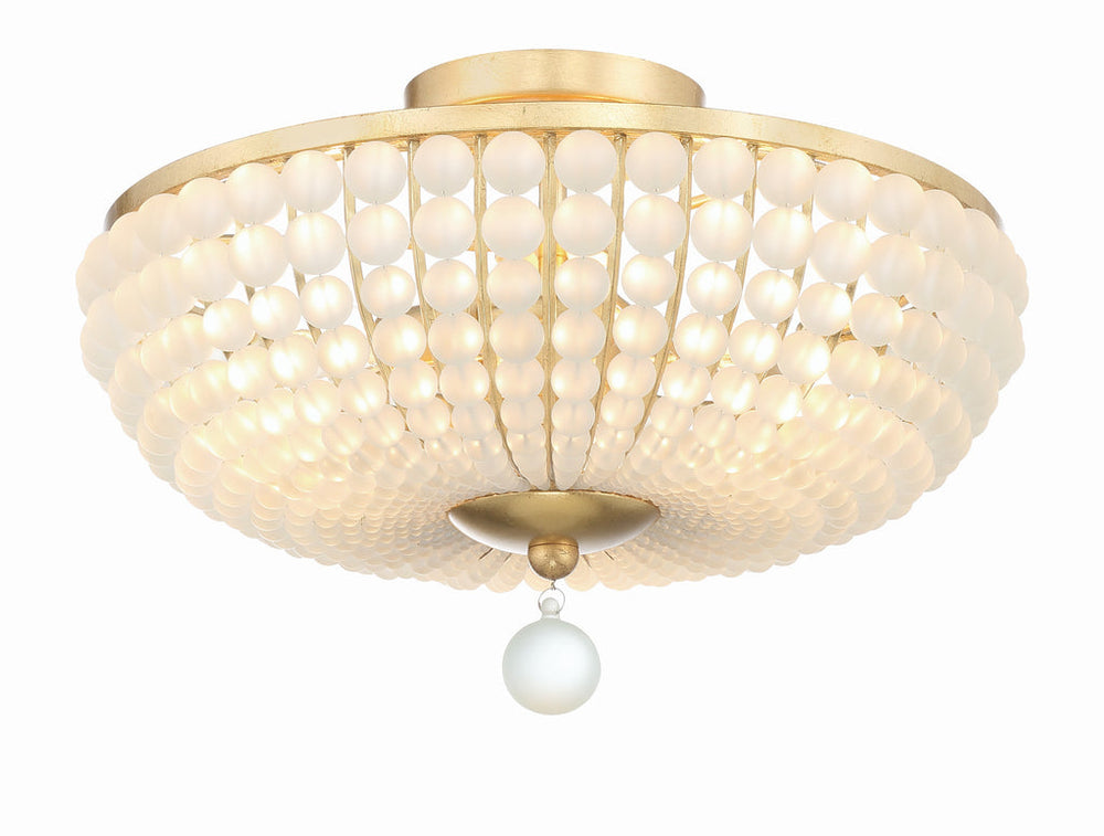 Bella 3 Light Antique Gold Semi Flush Mount Crystorama