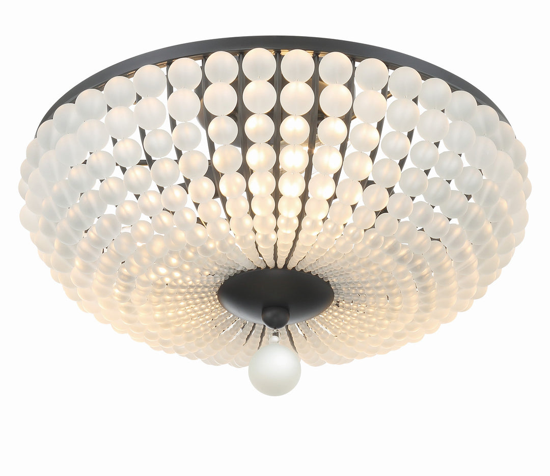 Bella 3 Light Matte Black Semi Flush Mount Crystorama