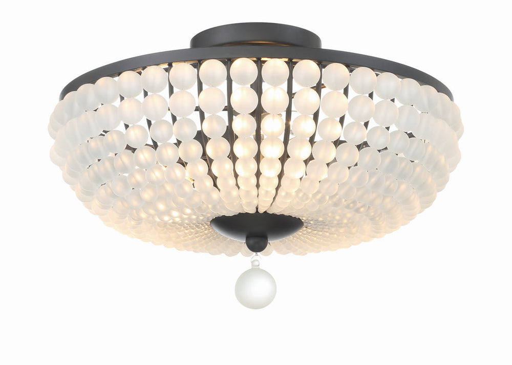 Bella 3 Light Matte Black Semi Flush Mount Crystorama