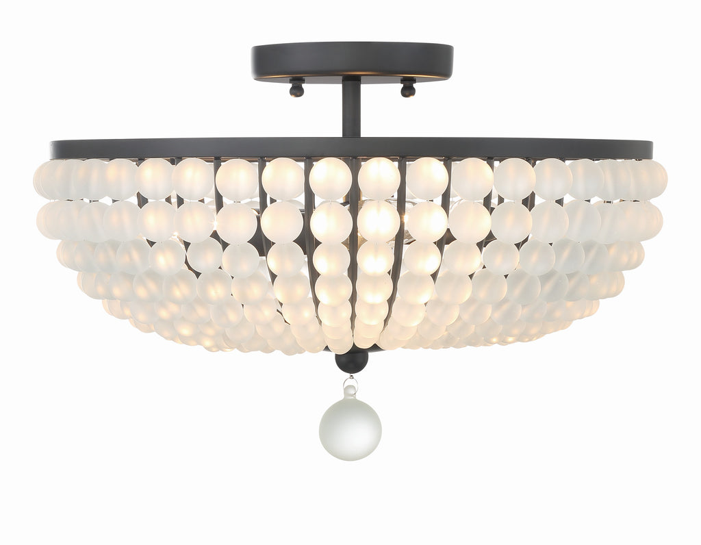 Bella 3 Light Matte Black Semi Flush Mount Crystorama