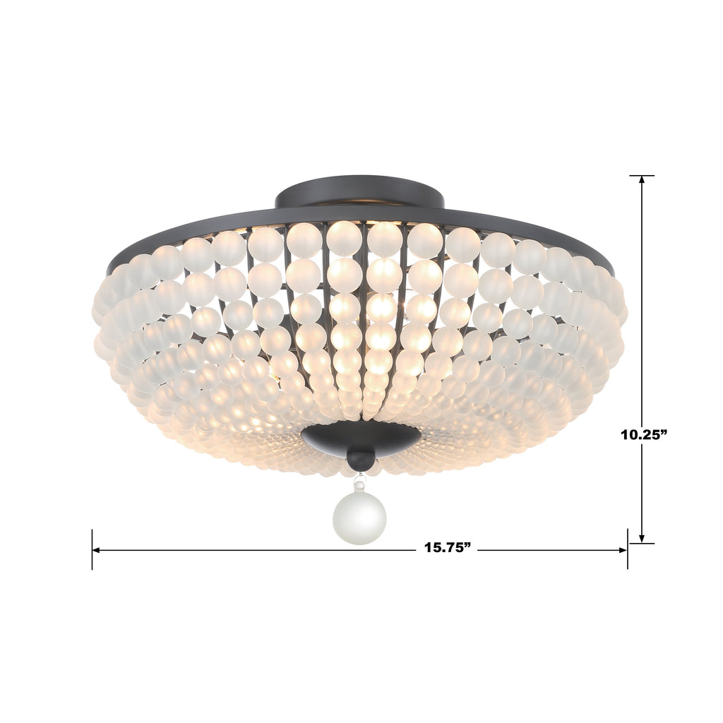 Bella 3 Light Matte Black Semi Flush Mount Crystorama