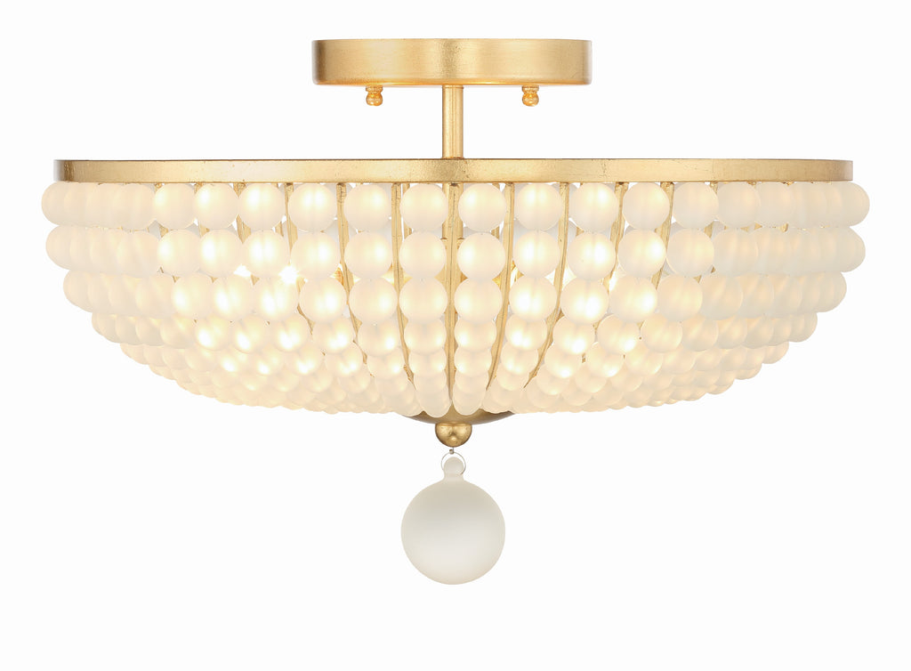 Bella 4 Light Antique Gold Semi Flush Mount Crystorama