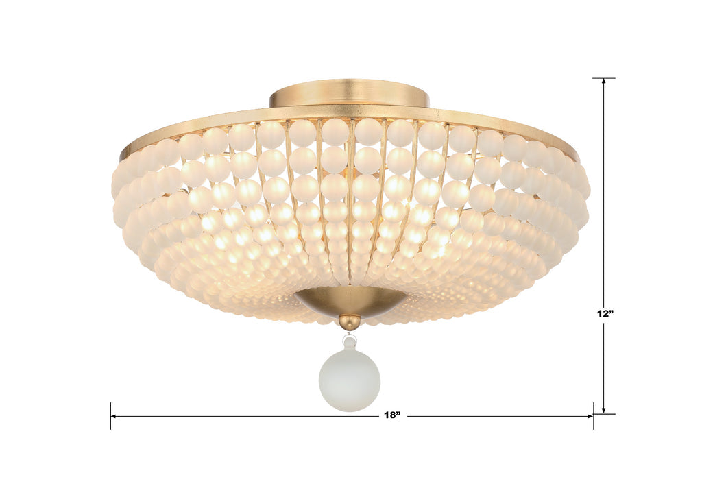 Bella 4 Light Antique Gold Semi Flush Mount Crystorama