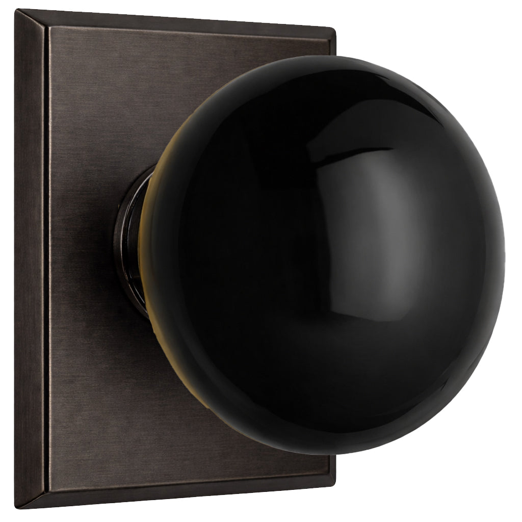 Magnifique® Rectangular Door Set with Black Porcelain Knobs (Several Finishes Available)
