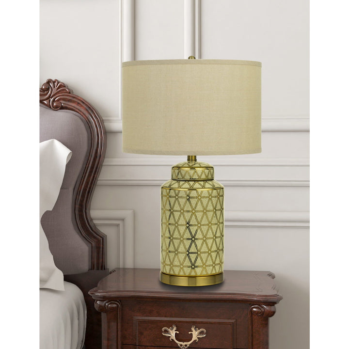 BARLETTA CERAMIC TABLE LAMP WITH HARDBACK FABRIC SHADE (SOLD AND PRICED AS PAIRS) Cal Lighting