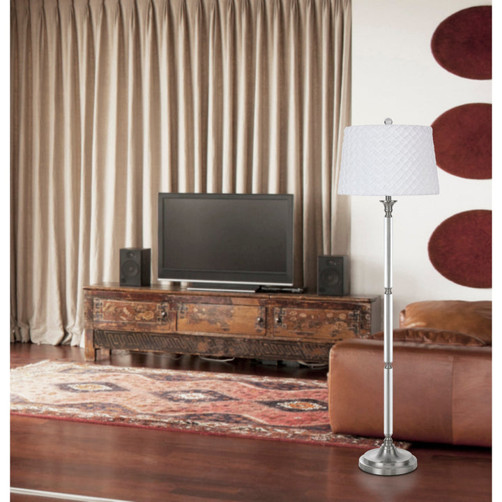 150W 3 WAY RUSTON CRYSTAL/METAL FLOOR LAMP WITH PLEATED HARDBACK SHADE Cal Lighting