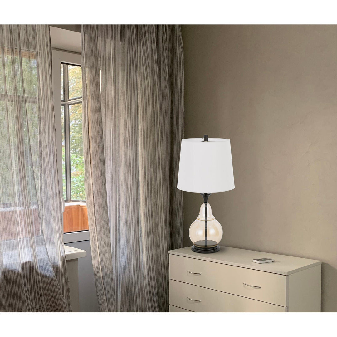 150W 3 WAY KITTERY GLASS TABLE LAMP WITH HARDBACK FABRIC SHADE Cal Lighting