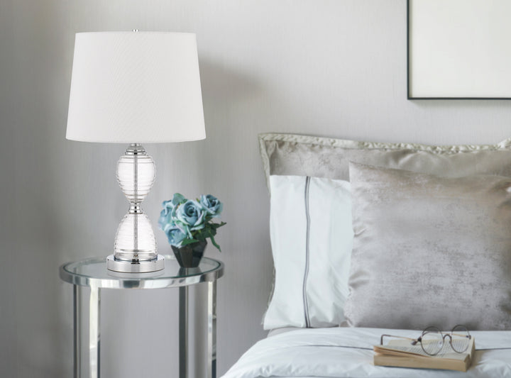 EDEN GLASS TABLE LAMP WITH TAPER DRUM HARDBACK SHADE Cal Lighting