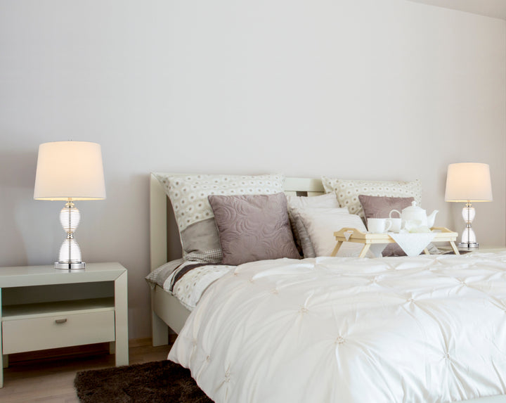 EDEN GLASS TABLE LAMP WITH TAPER DRUM HARDBACK SHADE Cal Lighting