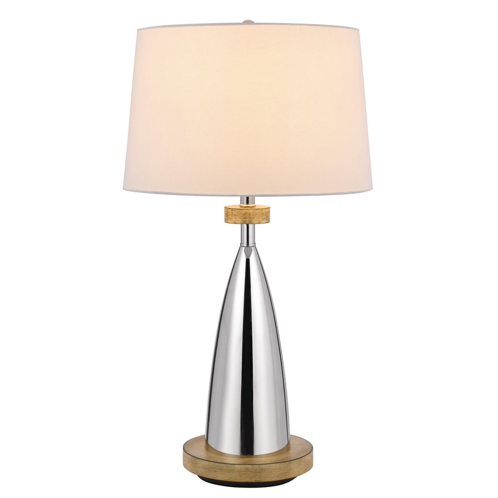 150W 3 WAY LOCKPORT METAL TABLE LAMP WITH FAUX WOOD FINISH Cal Lighting