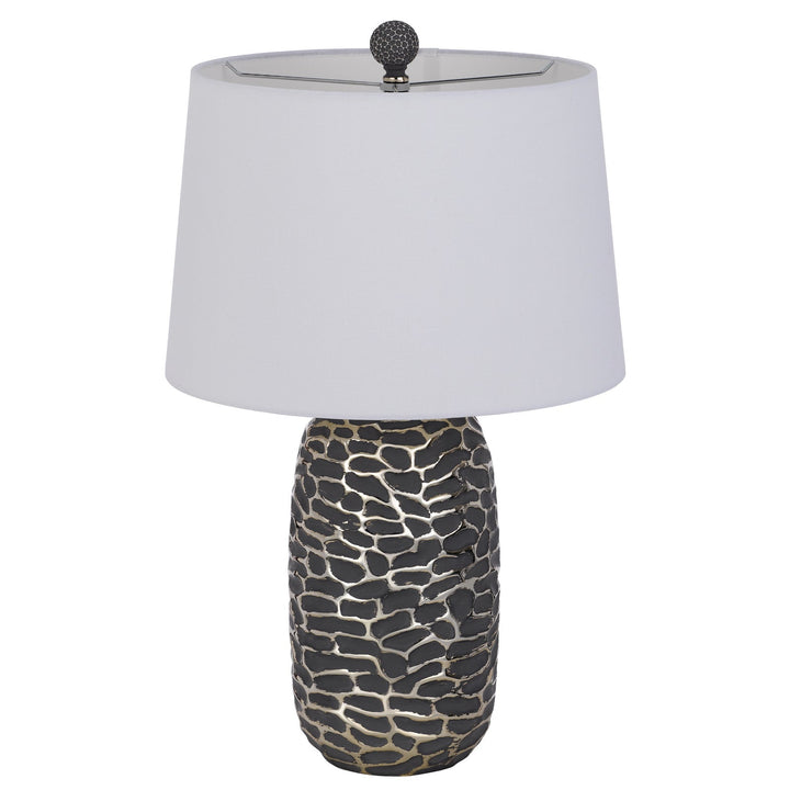 150W 3 WAY MENLO RESIN TABLE LAMP WITH HARDBACK TAPER DRUM FABRIC SHADE (SOLD AS PAIRS) Cal Lighting
