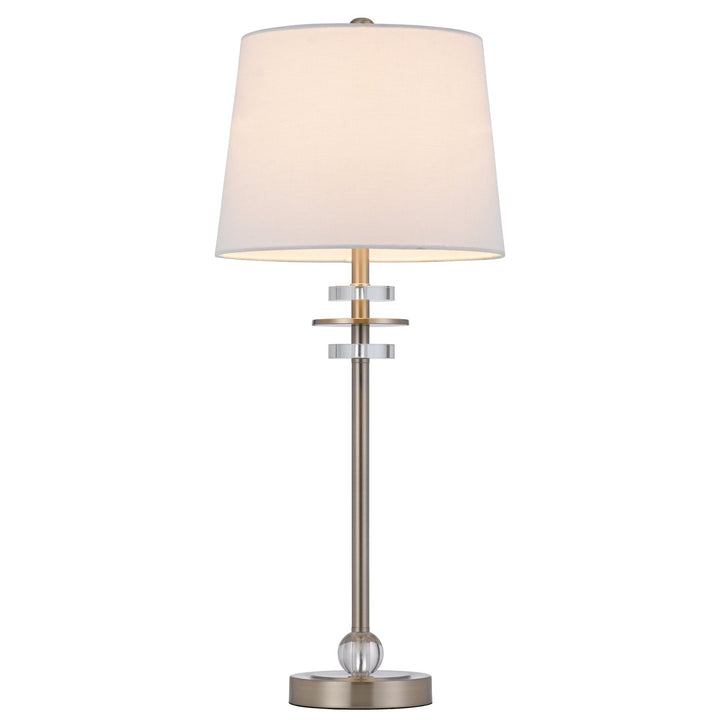 60W SITKA BUFFET LAMP WITH CRYSTAL ACCENT FONT AND HARDBACK TAPER DRUM FABRIC SHADE (SOLD AS PAIRS) Cal Lighting