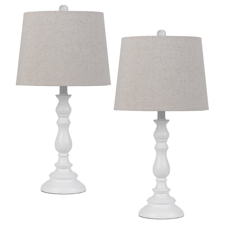 60W CHESTER RESIN TABLE LAMP WITH HARDBACK TAPER DRUM FABRIC SHADE (SOLD AS PAIRS) Cal Lighting