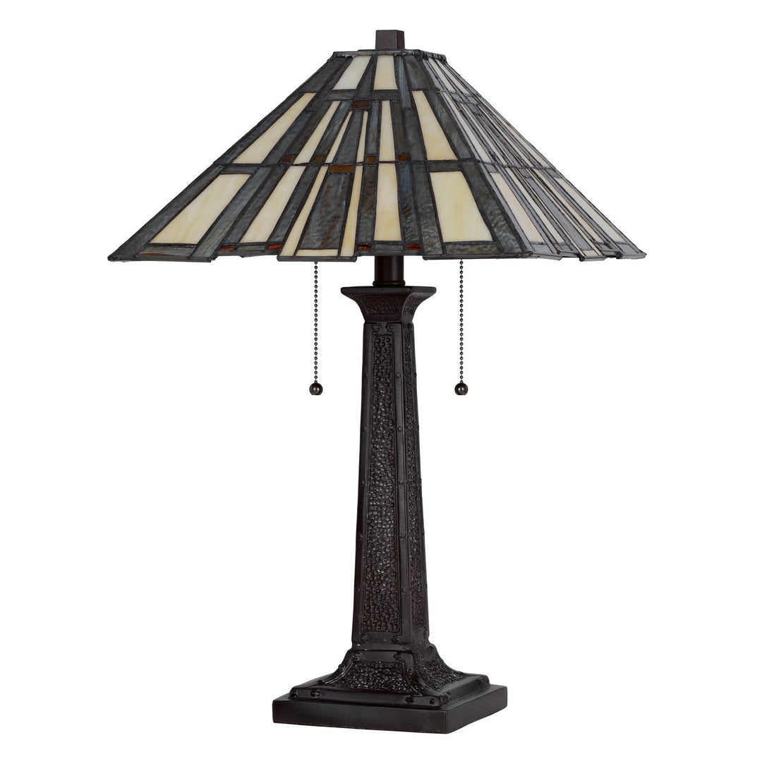 60W X 2 METAL/RESIN TIFFANY TABLE LAMP WITH PULL CHAIN SWITCHES Cal Lighting