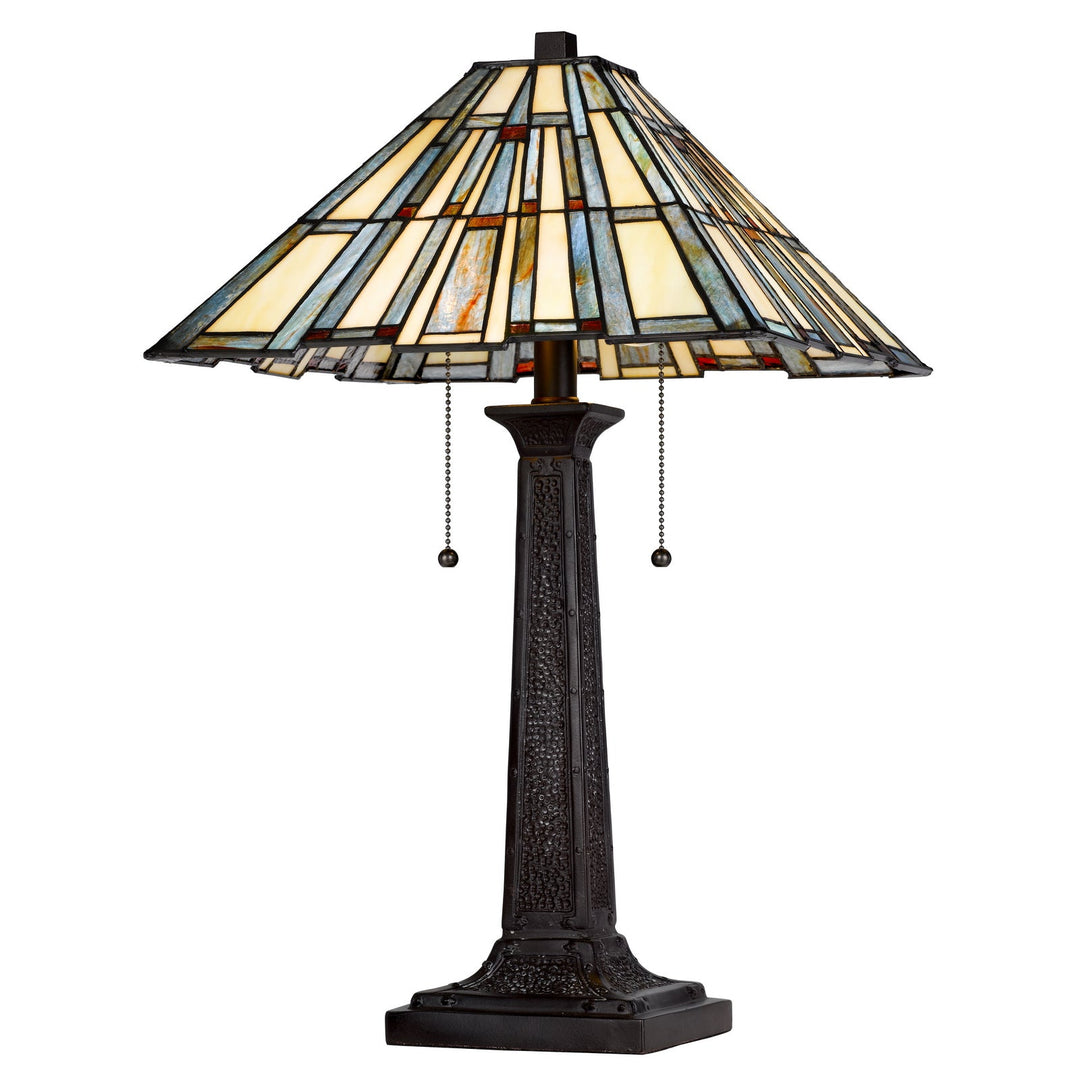 60W X 2 METAL/RESIN TIFFANY TABLE LAMP WITH PULL CHAIN SWITCHES Cal Lighting