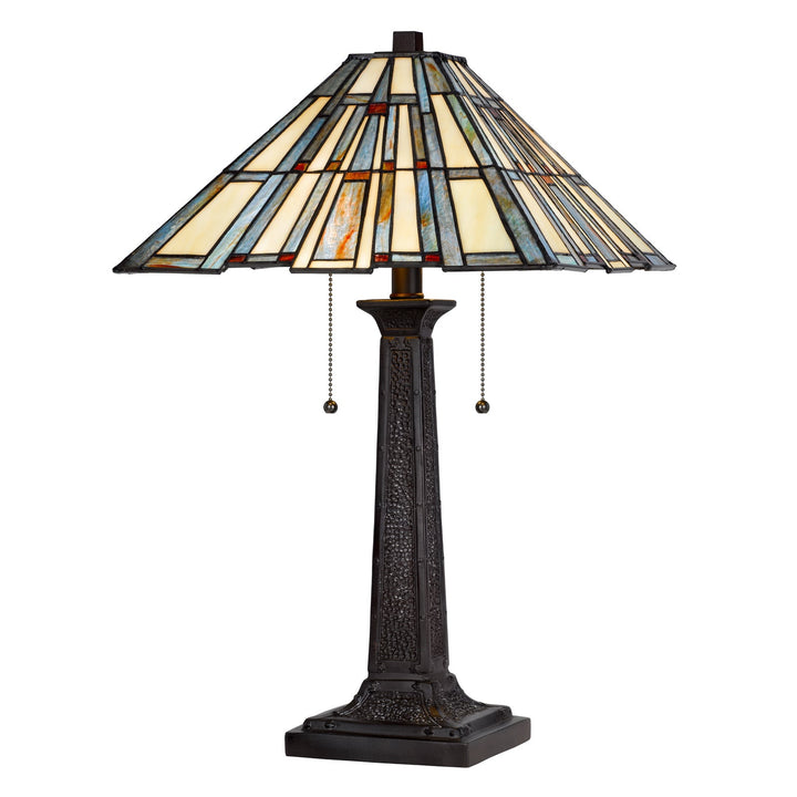 60W X 2 METAL/RESIN TIFFANY TABLE LAMP WITH PULL CHAIN SWITCHES Cal Lighting